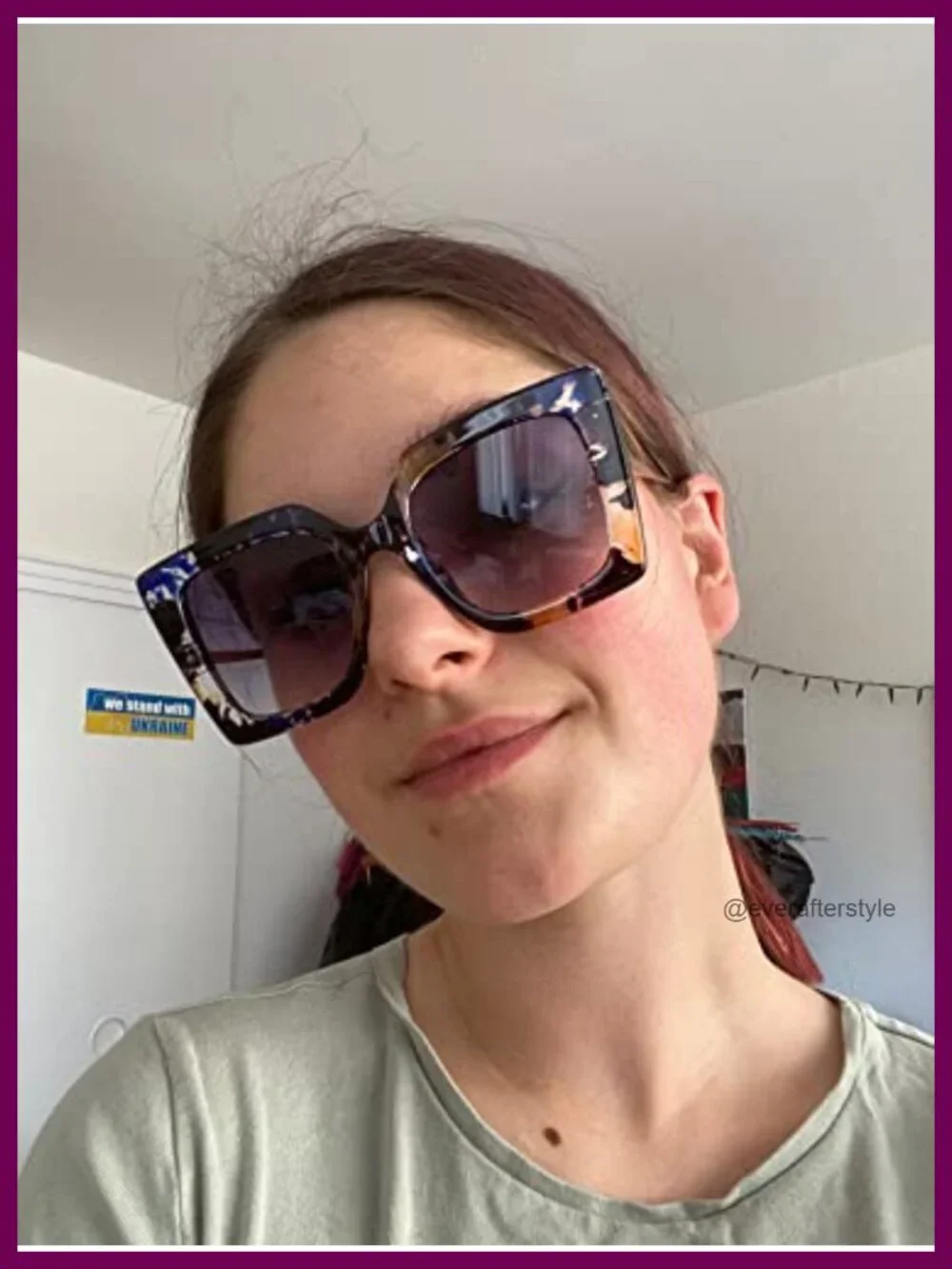 Oversized Square Cat Eye Sunglasses UV400 Protection Pearl Inlay Frame